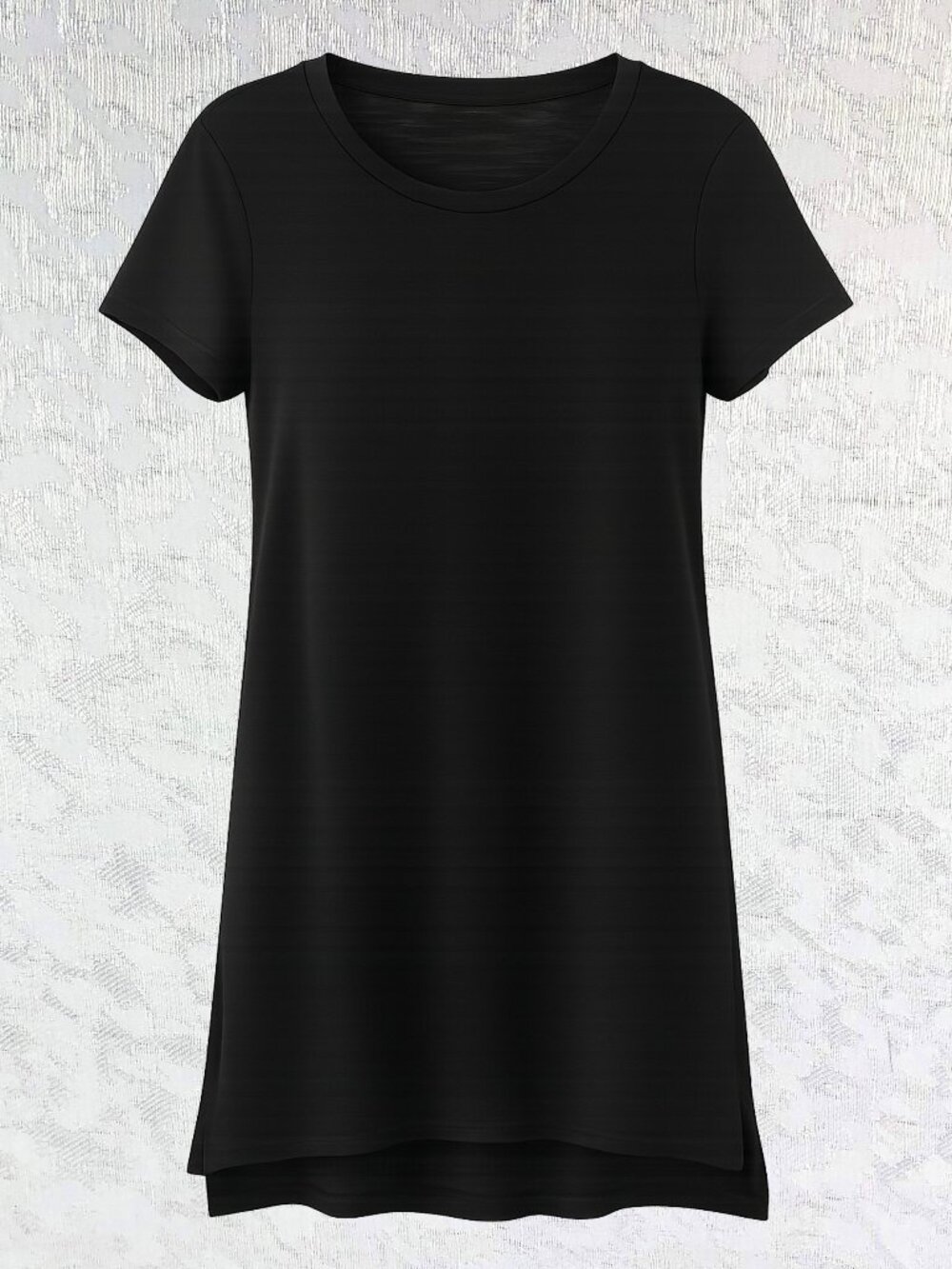 Mossimo Vintage Black Tee Shirt Dress Short Sleeve High-Low Hem Size M